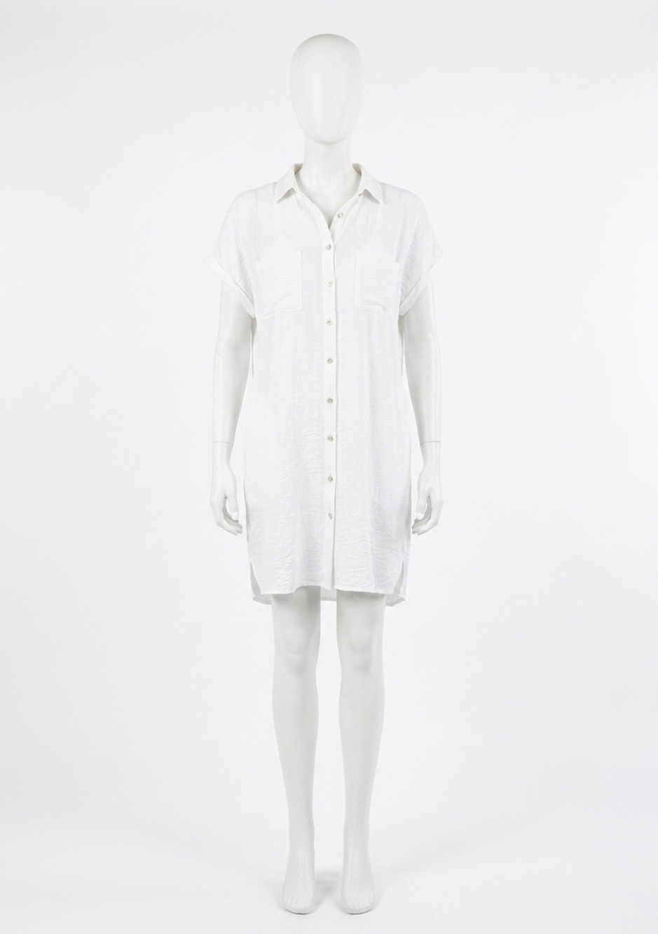 NEW LOVESTITCH short dolman sleeve mini shirt dress in white